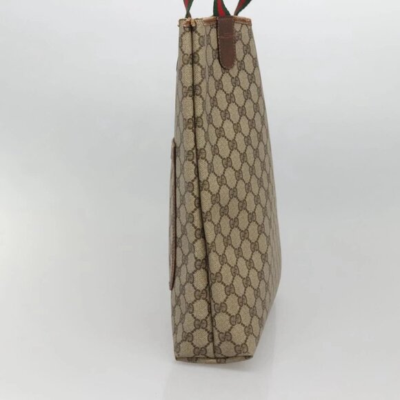 GUCCI GG Supreme Web Sherry Line Tote Bag PVC Beige Red 002 4487 39 Auth yk19326 - Picture 6 of 16